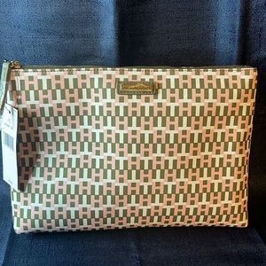 BNWT Large Tommy Hilfiger Clutch Purse Green‎ Pink White TH Logos